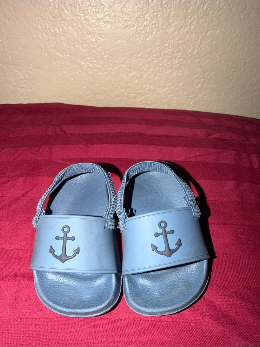 Kids Blue Anchor Slide Sandals